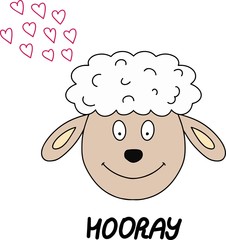 Vector illustration of funny cute animal print. This illustration presents the sheep