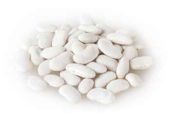 Fototapeta na wymiar Heap of lima beans isolated on white background with clipping path