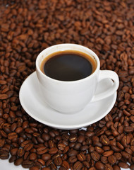 cup of coffee with beans background
