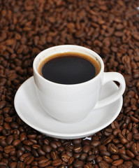 cup of coffee with beans background