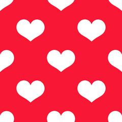 White hearts Valentine's Day seamless red pattern