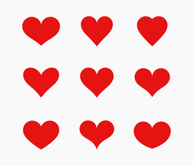 Red hearts icons set. - 248936296