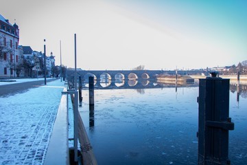 Ice on Moselle river 