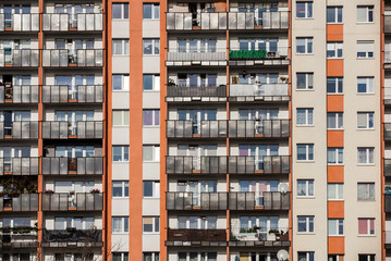 Fototapeta na wymiar Postmodern buildings of a housing estate.