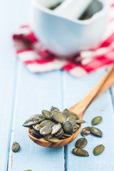 Peeled pumpkin seeds.