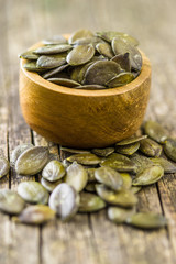 Peeled pumpkin seeds.
