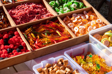 Street selling variety of sweets and candies