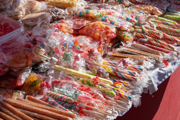 Street selling variety of sweets and candies