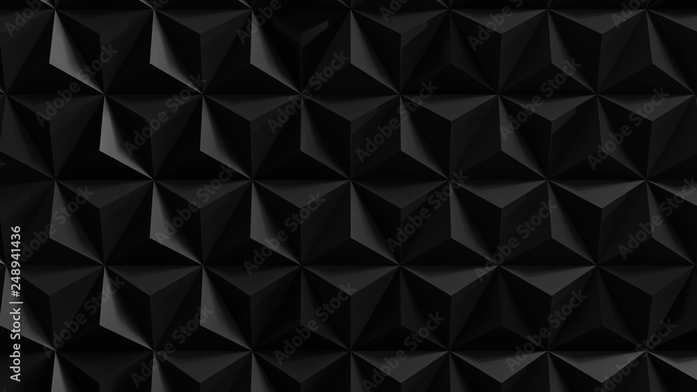 Poster abstract black triangular background. carbon triangle tiles.