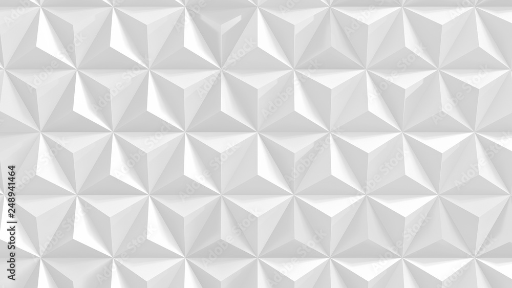 Poster abstract white triangular background. extruded triangle tiles