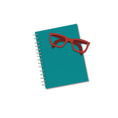 cute paper cut illustration of notebook and glasses