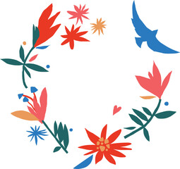 Mexican style paper cut colorful frame