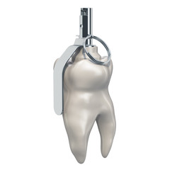 Tooth Pain concept. Tooth as hand grenade. 3D rendering