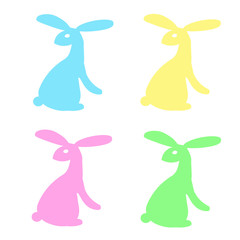Cute little Easter color bunny. Vector illustration isolated on background