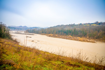 River flooding after exceptional rain near Rimini, Italy