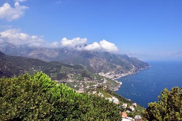 Fototapeta na wymiar Low clouds over the Amalfi coast