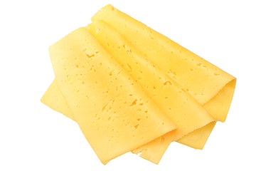 cheese slices isolated on white background. top view