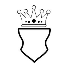 Badge emblem with crown symbol black and white