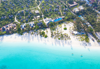 Fototapeta na wymiar The beautiful tropical Island of Zanzibar aerial view. sea in Zanzibar beach, Tanzania.