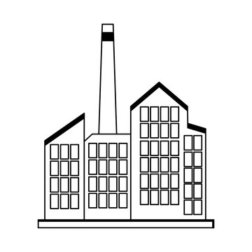 Industrial factory building cartoon black and white Stock Vector | Adobe  Stock