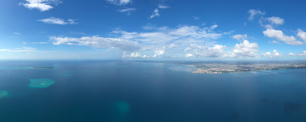 The beautiful tropical Island of Zanzibar aerial view. sea in Zanzibar beach, Tanzania.