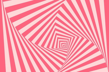 Optical illusion background. Geometric pink vortex