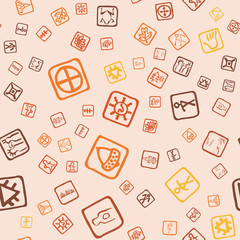 Pattern with topographic icons. Vector abstract steamless illustration. 