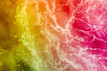 Yellow red bright waves on water, inspiration surreal abstract background