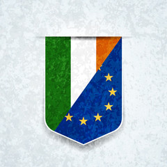 Ireland and European Union tag shield label illustration
