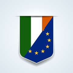 Ireland and European Union tag shield label illustration