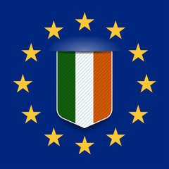 Ireland and European Union tag shield label illustration