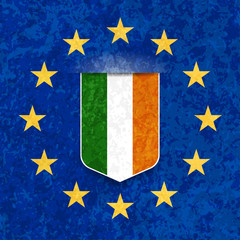 Ireland and European Union tag shield label illustration
