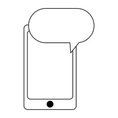 smartphone with chat bubble black and white