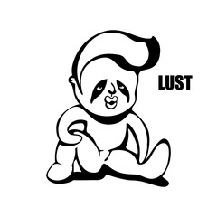 lust. hand drawn vector monochrome outline cartoon character illustration with white background