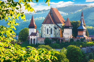 Beautiful medieval architecture of Biertan fortified Saxon church in Romania protected by Unesco...