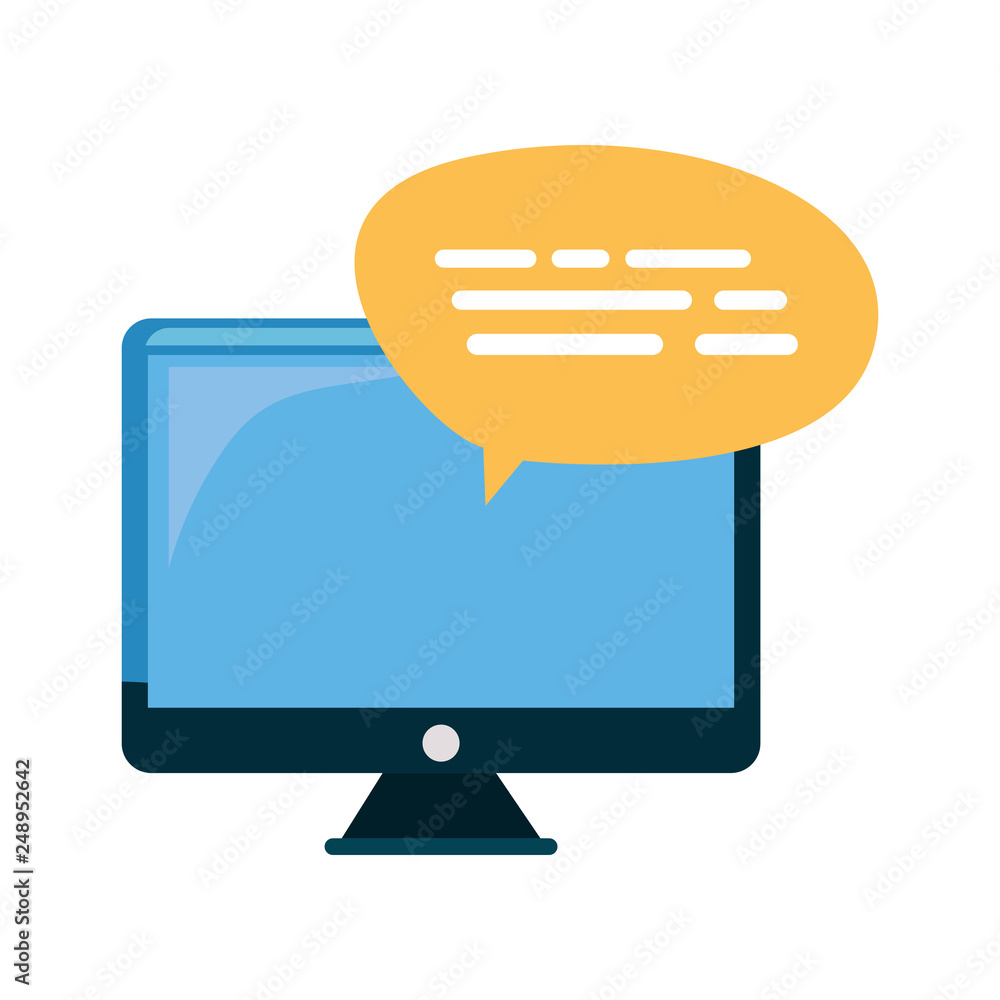 Poster computer monitor speech bubble message
