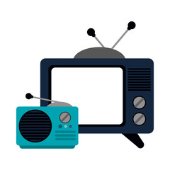 Obraz premium Old television and radio cartoons