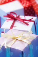 Close up of gift boxes at Valentines day