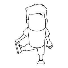 funny man avatar stretching body in black and white