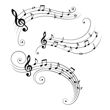 Set of musical design elements, music notes, vector illustration.