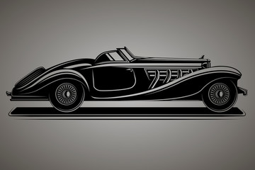 Obraz na płótnie Canvas Old vintage retro pre-war roadster vector illustration. Exclusive and luxury car