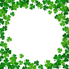 Saint Patrick's day vector frame with green shamrock
