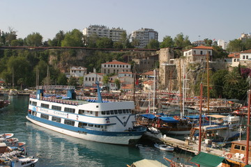 Fototapeta na wymiar The harbour of Antalya's old town. Harbour District/ Antalya Marina. Turkey