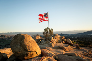 Mountain Top American Flag at Sunrise 34