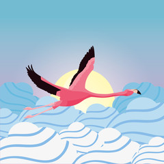 flying tropical flamingo © djvstock