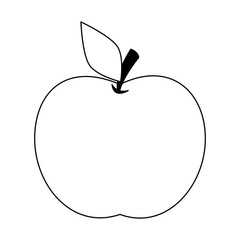 apple fruit cartoon isolated in black and white