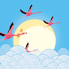 flying tropical flamingo © djvstock