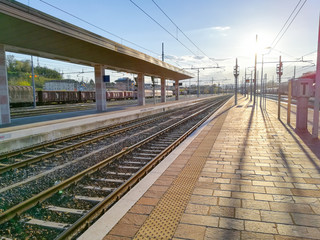 Train tracks perspective view
