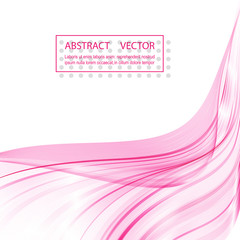Abstract soft design pattern with pink wavy lines in elegant dynamic style on white background. Pink waves.