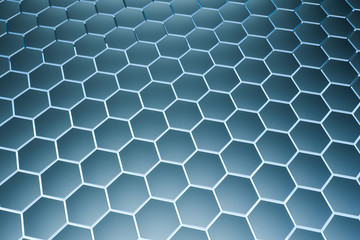 3d rendering, White hexagonal background